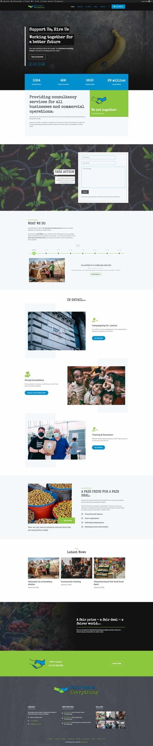 Fullpage screen capture of a charity website design