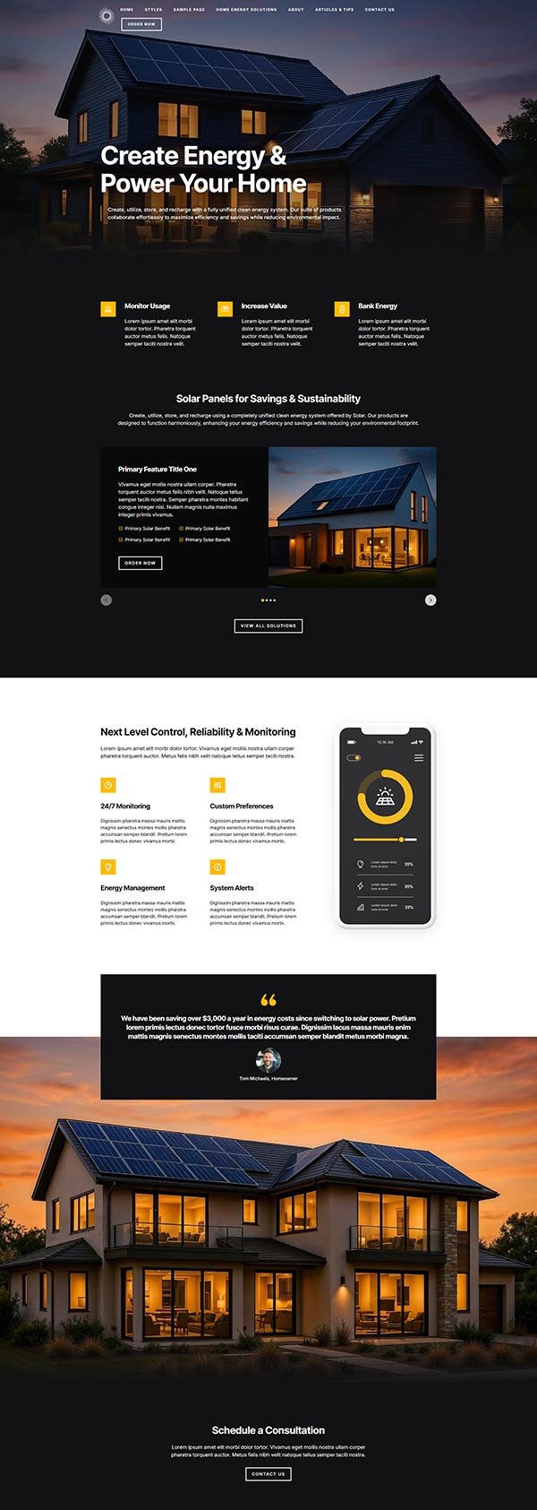 supernova home energy website design