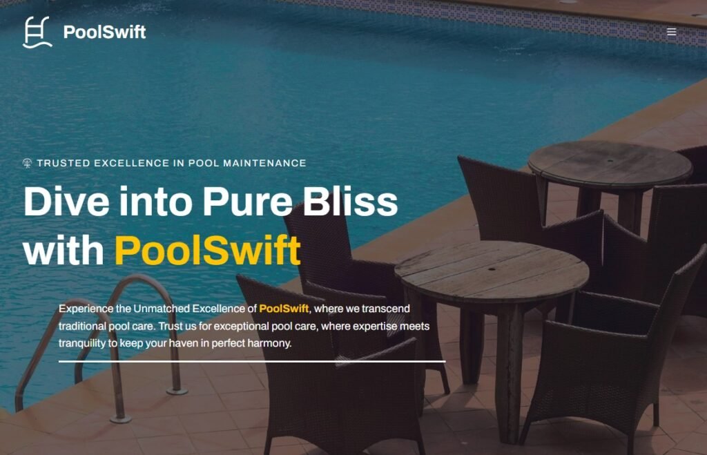Swimming pool service homepage website design