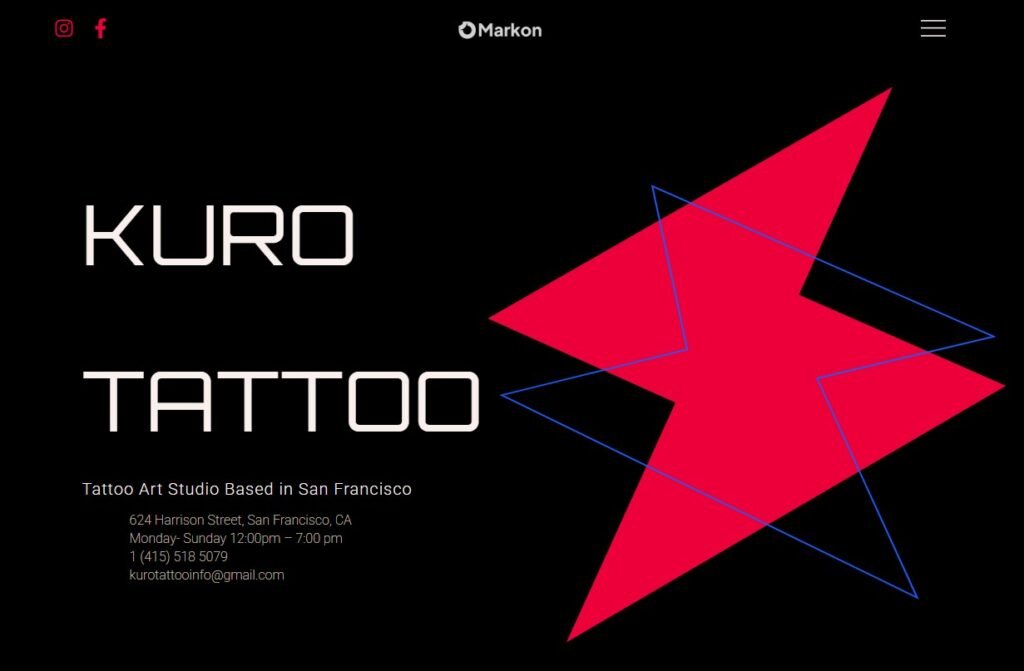 Markon is a tattoo studio website design using Elementor.