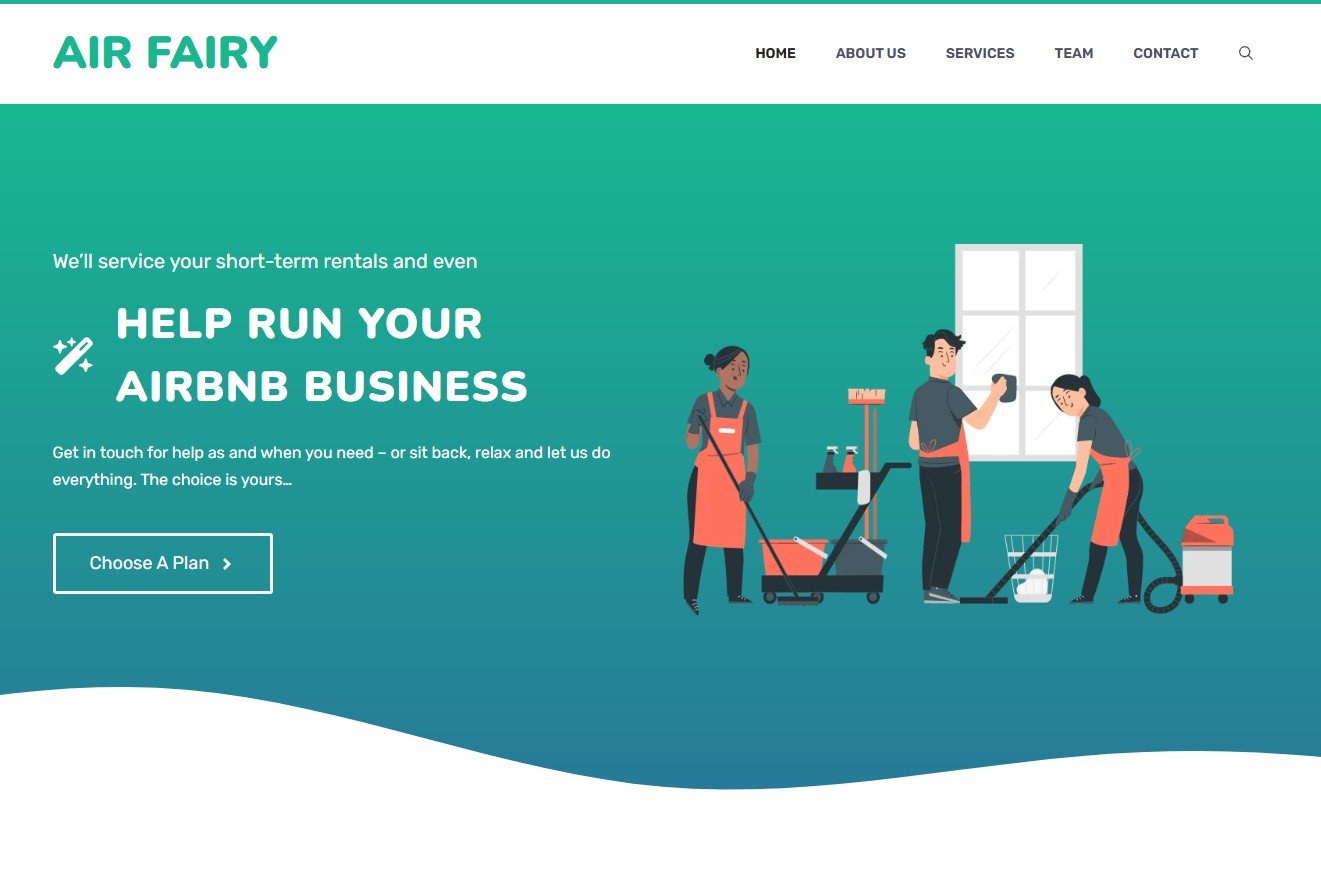 airfairy website design airbnb business screenshot
