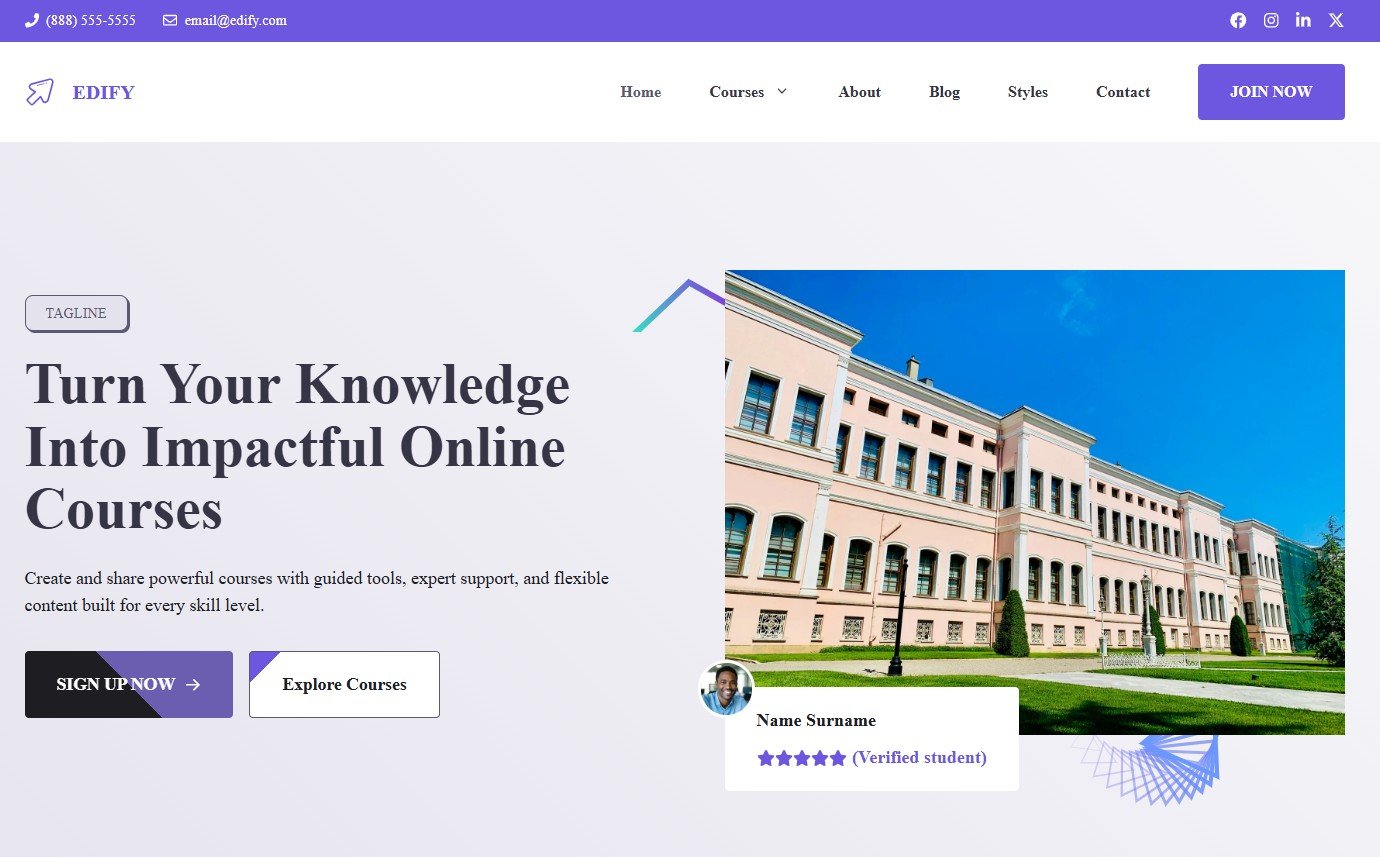 edify online courses website design screenshot