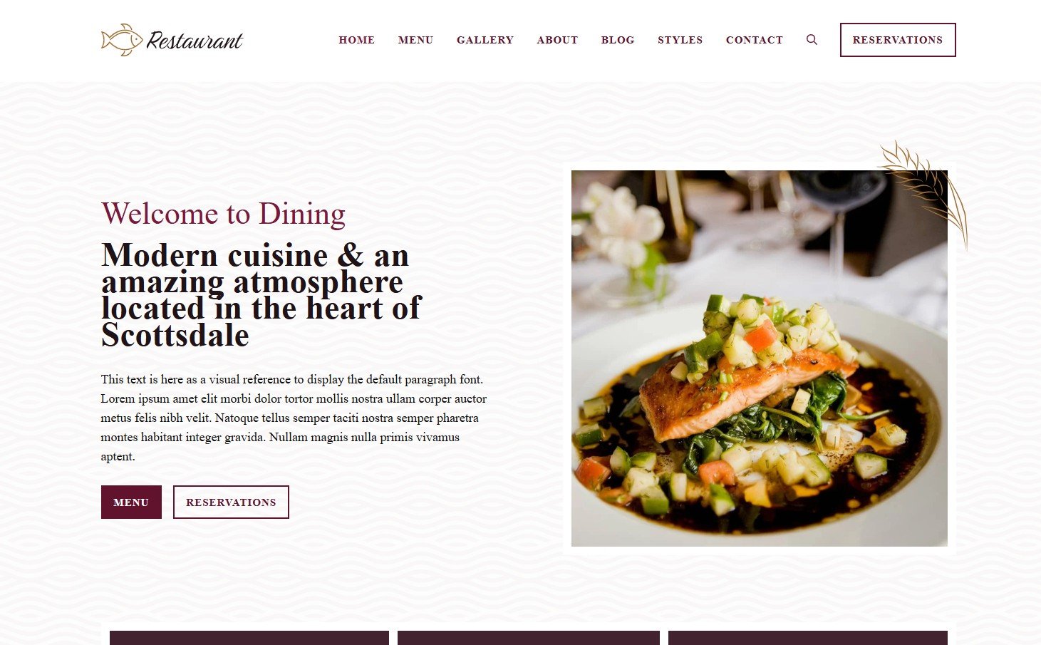 Restaurant website design screenshot