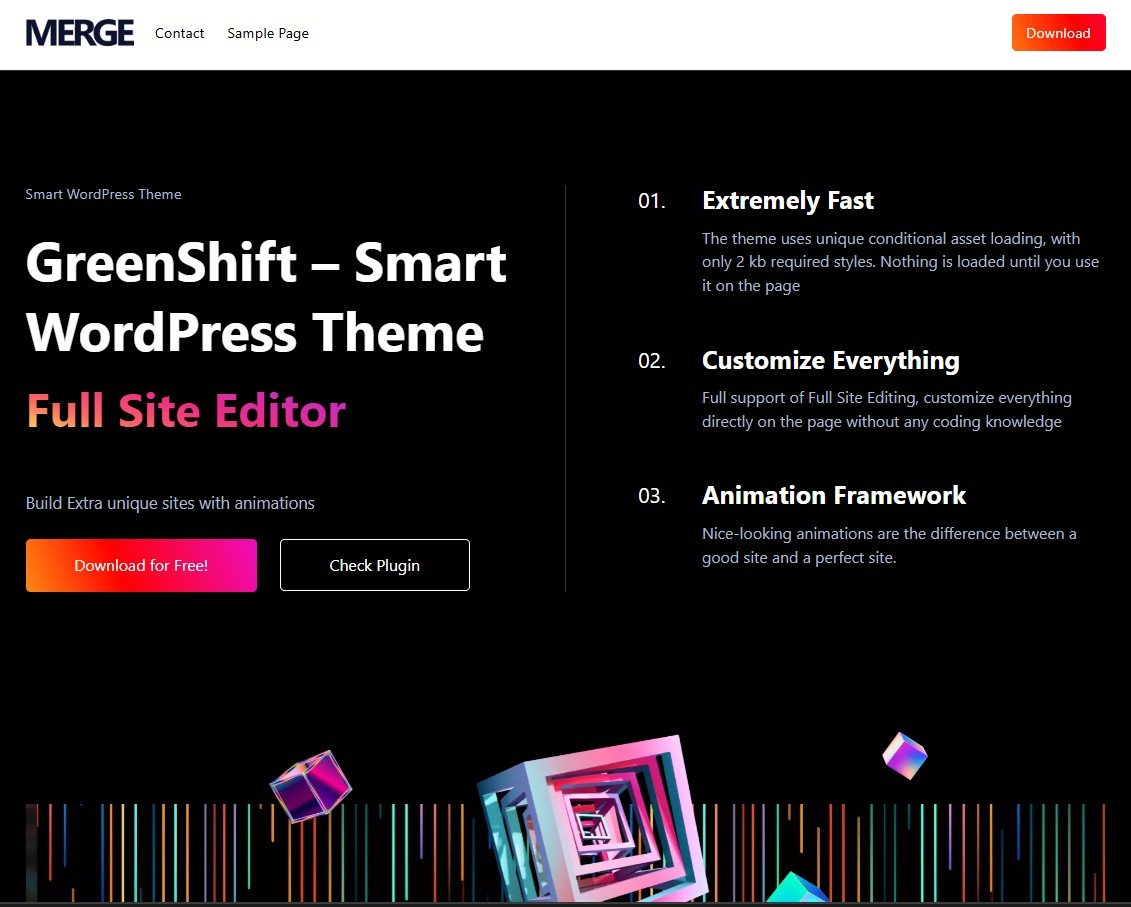 merge tech website design greenshift screenshot