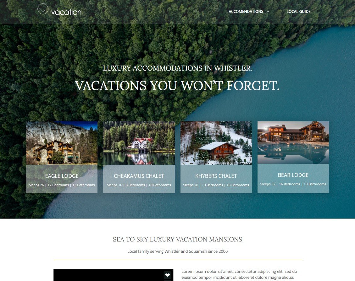 vacation holiday accomodation website design generatepress screenshot