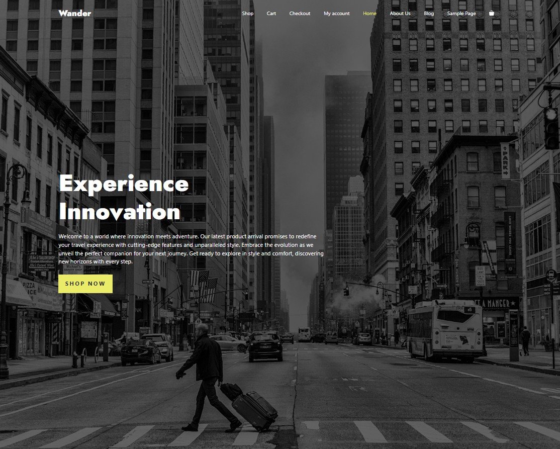 wander online shop website design generatepress screenshot